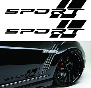 2 Pcs 16 Inch Matte Black Sport Letter Logo Vinyl Decal Sticker Fit for All Cars Side
