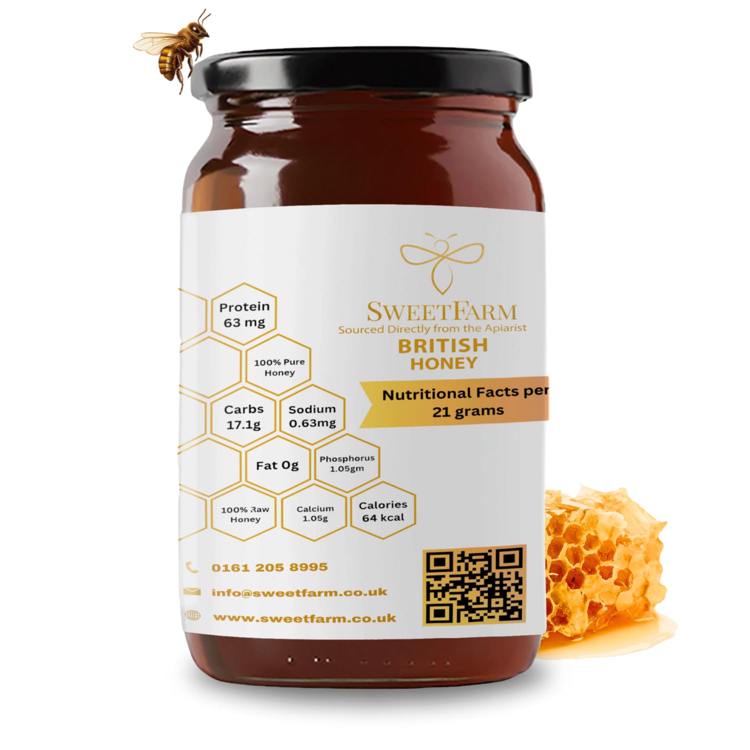 Honey British Local Raw Pure Wildflower Natural Unpasteurized Unfiltered Unheated Fresh Certified