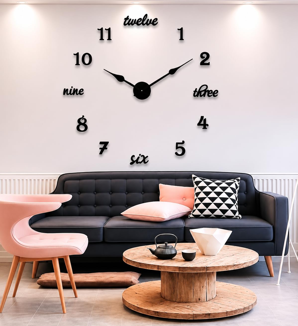Wall Clock with Black Easy Visible handvisible - DIY 3D Acrylic, Frameless, Analog Watch with Adjustable Sizes for Livingroom, Bedroom,Home Gift, Black-image-46
