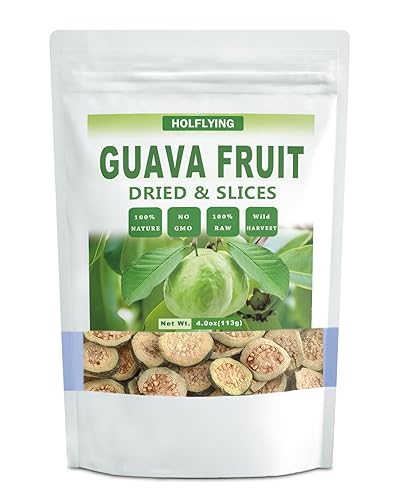 Rebanadas de fruta de guayaba seca natural para té de hierbas, 4.0 oz (113.0g), cortadas y tamizadas, sin aditivos, sin OMG