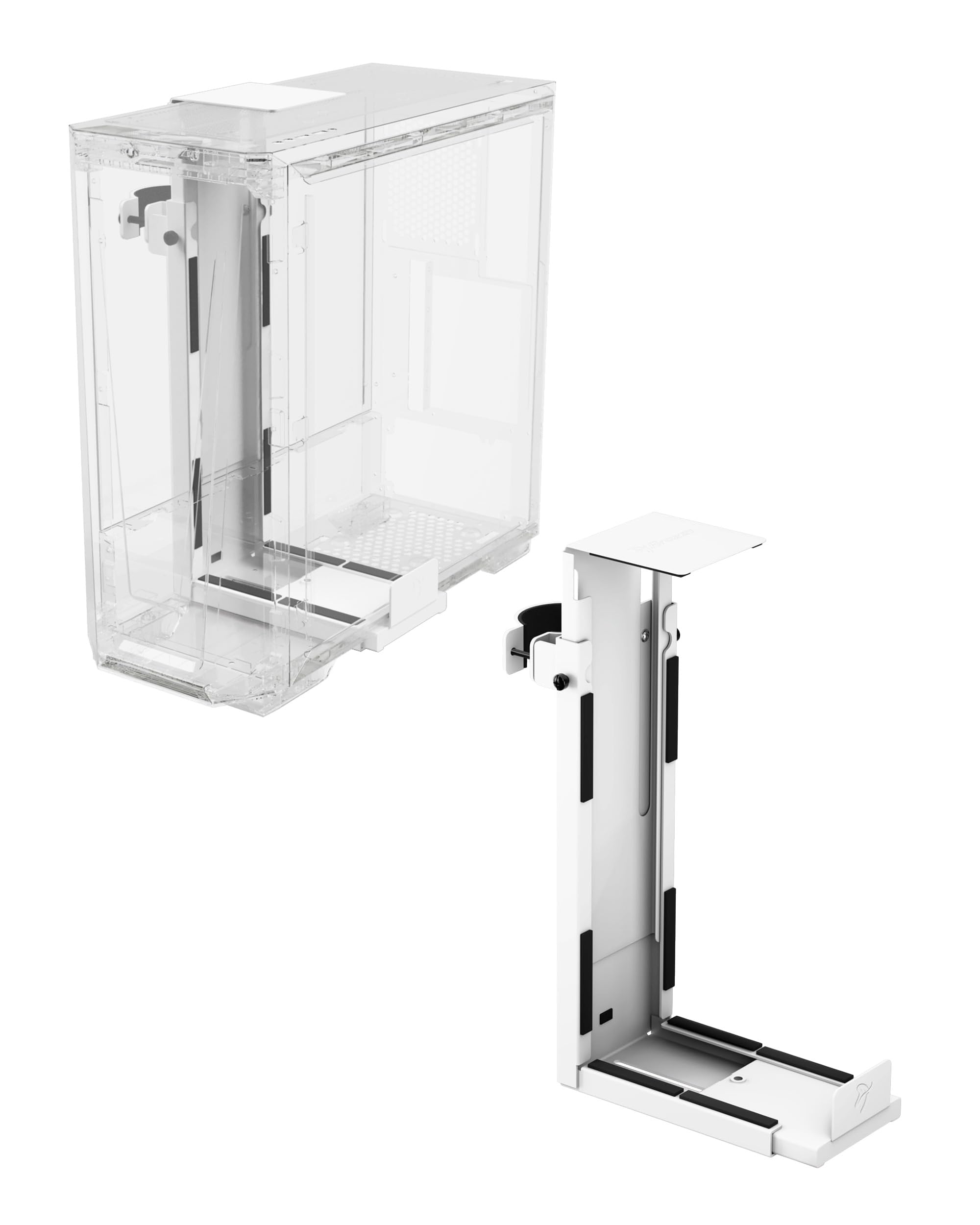 Arozzi Support PC Support Tour PC sous Bureau, Support UC Réglable Hauteur/Largeur, Acier Robuste, Rotation 360°, Jusqu'à 30 kg, Gain de Place, Montage Facile et Stable