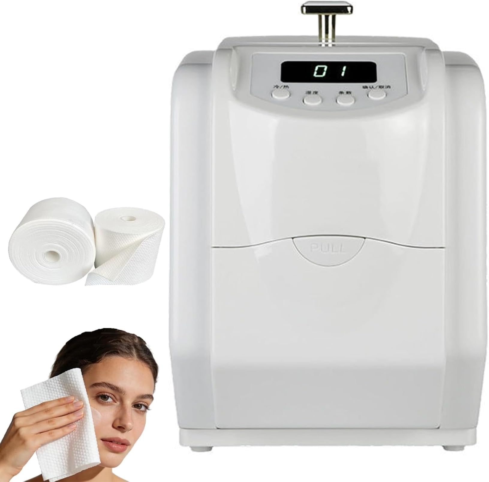ZHJOPP 220v Automatic Towel Dispenser and Heater, Dual Hot/Cold Use with Intelligent Temperature Control, Disposable Towel Heater for Spa (A)