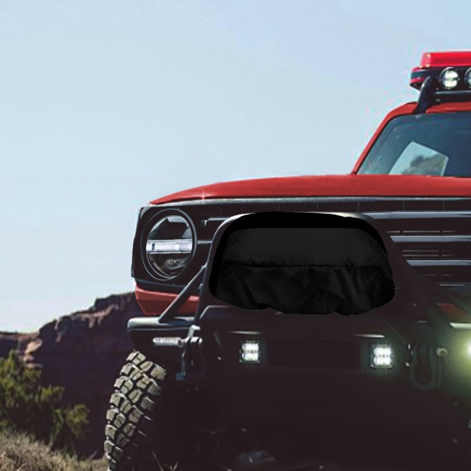 Knextrepoy Black Winch Dust Cover Off Road Vehicle Winch Cover Water Resistant All Weather Winch Protection Dust Covers Ideal for Electric Winches 8500-17500 lbs