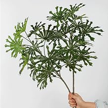2Pcs Artificial Cassava Leaves Greenery Stem 32.2In Fake Fatsia Japonica Leaves Branches for Home Room Indoor Table Centerpiece Wedding Farmhouse Decoration Dark Green