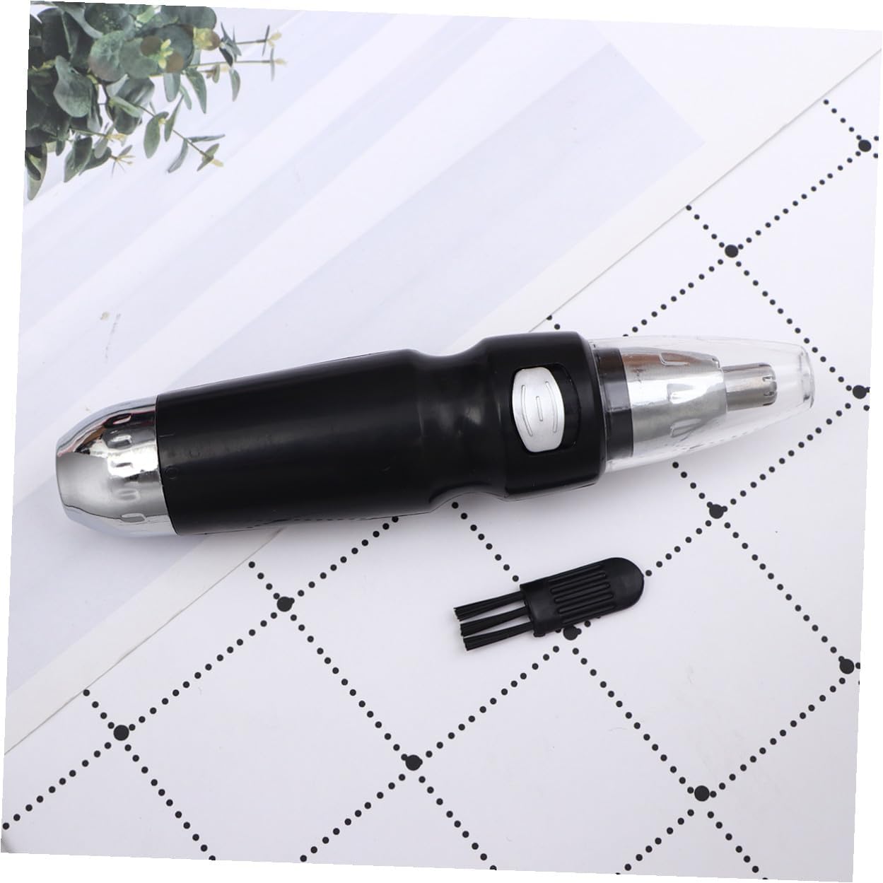 Mobestech Electric Nose Ear Hair Trimmer Manual Rotary Clipper for Safe Facial Hair Removal Painless Grooming Tool with Protective Cone for Men Women Black
