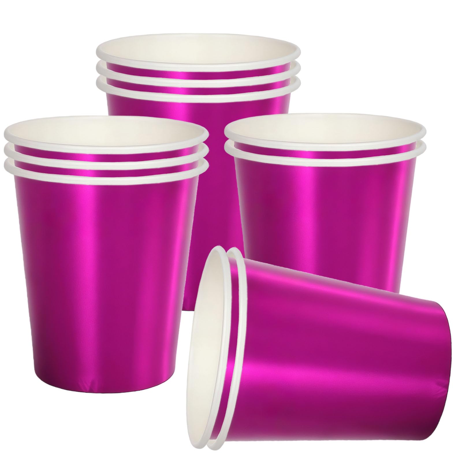 RONGZUBAT 10pcs Purple Disposable Party Paper Cups,Holographic Purple Cup Disposable Party Drinking Coloured Paper Cups for DIY Holiday,Picnic,Weddings,Birthday Party Cup Table Decorations