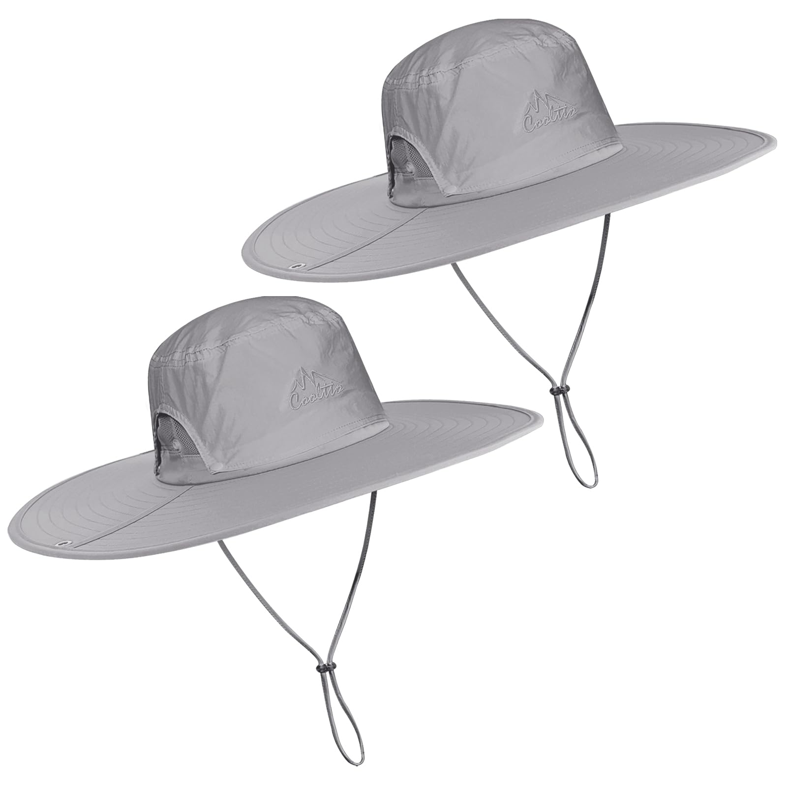 Lot de 2 chapeaux de soleil à large bord pour homme et femme, chapeau cloche UPF 50+, pliable, imperméable, respirant pour la pêche, la randonnée, le camping (gris clair), Lot de 2 gris clair, taille