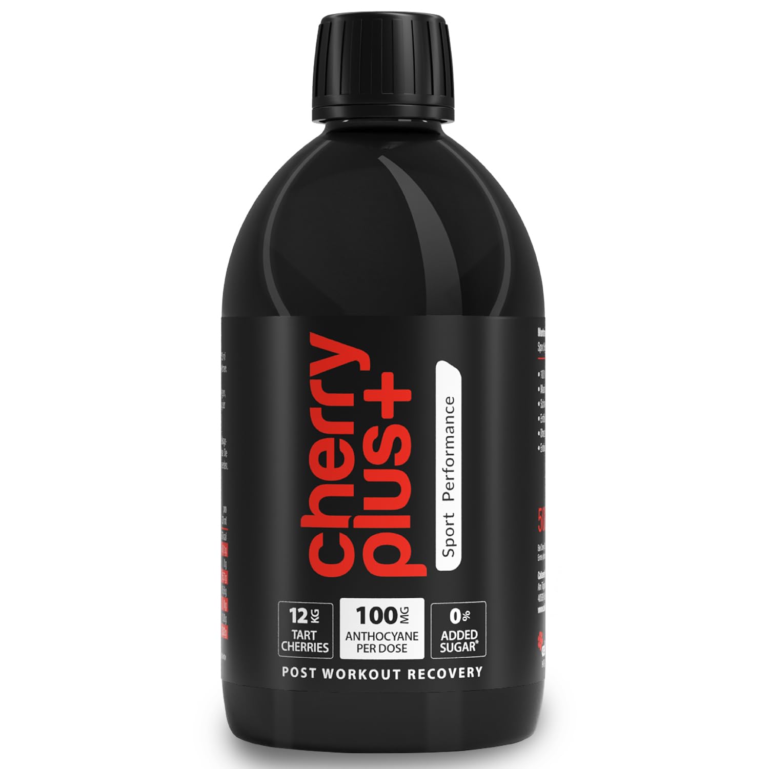 Cherry PLUS Sport Sauerkirschsaft Konzentrat - Kölner Liste® für Profi-Regeneration - Hoher Anthozyan-Gehalt - Ohne Zuckerzusatz - Post Workout Recovery, 500ml Montmorency Kirschsaft