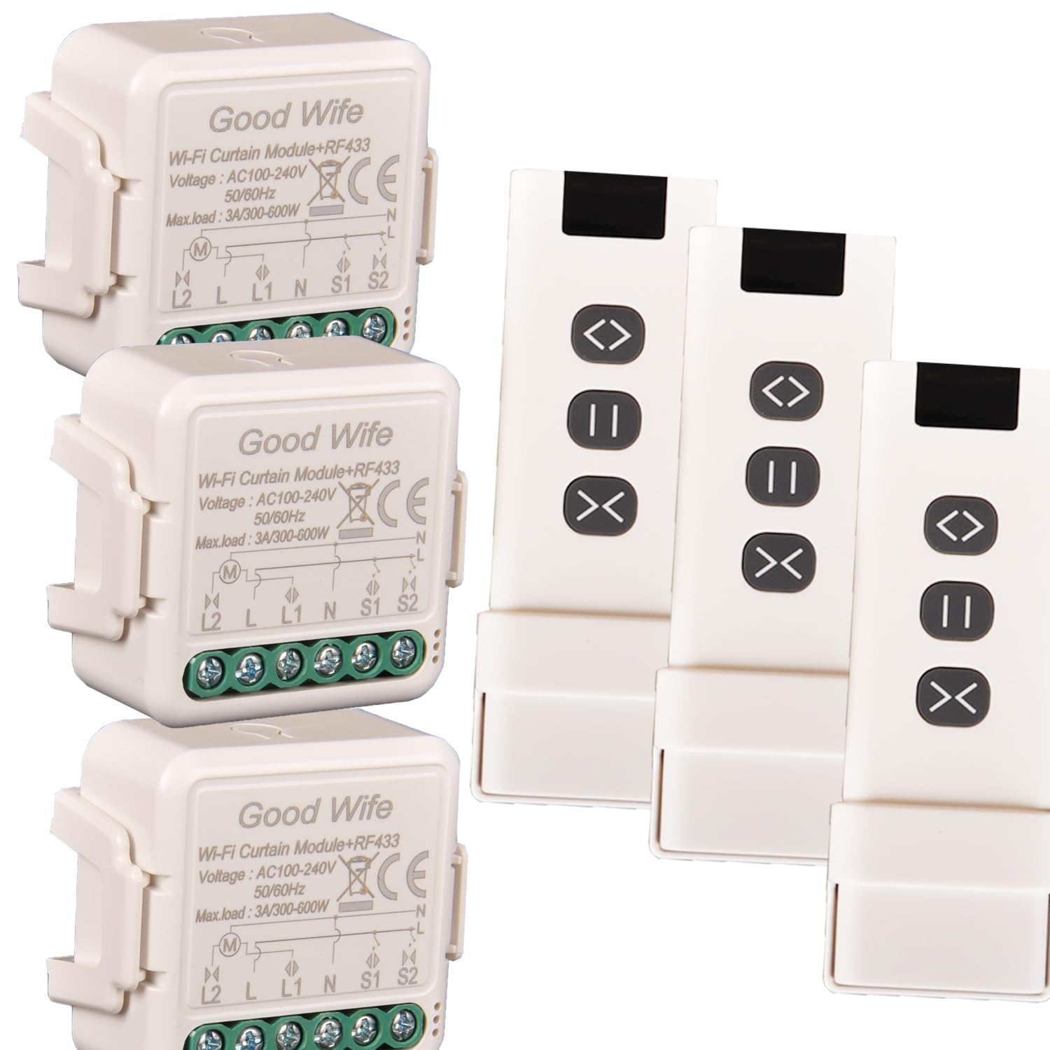 Interruttore Tapparelle RF+WiFi Switch per Tenda, Relè Modulo Comando Smart per Tapparelle Elettriche, Controllo App Smart Life, Comando Vocale Alexa