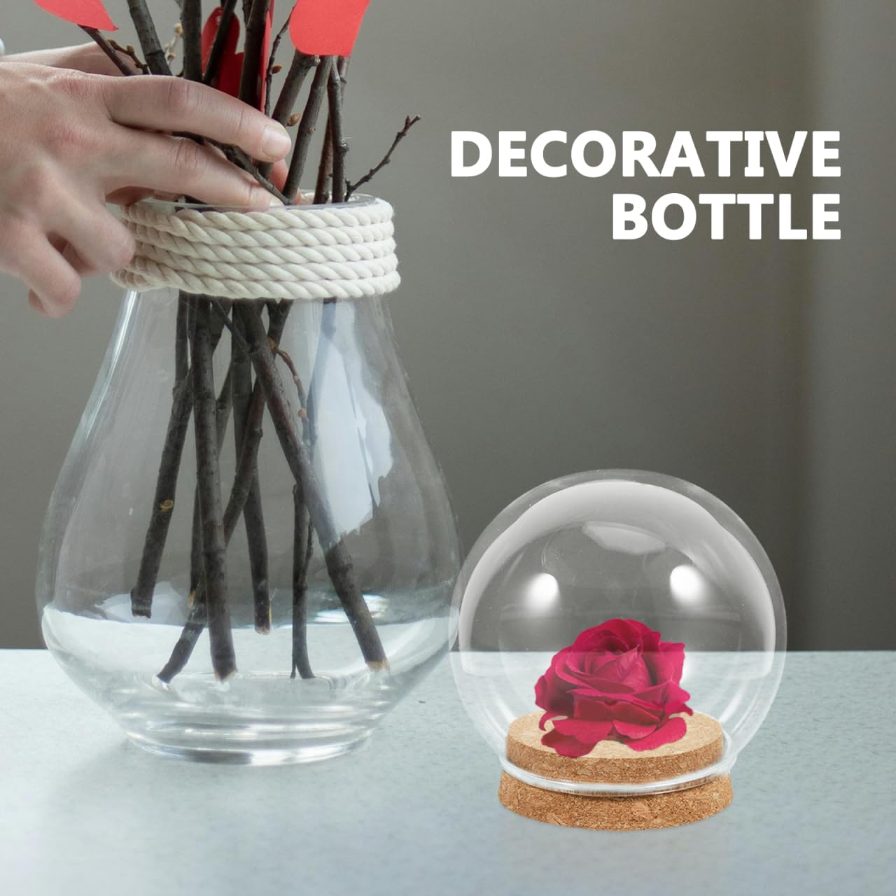 SEWACC 5 Pièces Décoratif en Verre Transparent Verre Clair Dome Cloche Cloches Dome Vitrine Centre de Table Convient pour la décoration intérieure de Fleurs préservées