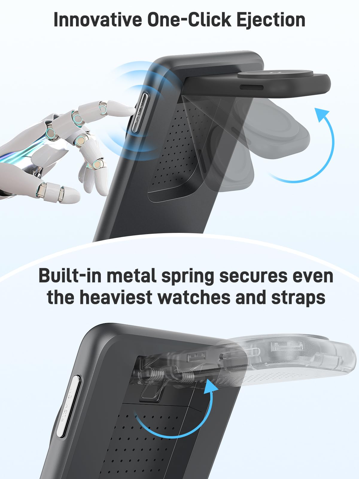 Caricatore Magnetico Senza Fili per Samsung Galaxy S25 Ultra S24, Supporto Pieghevole per Caricatore Mag-safe da Viaggio 3 in 1 per Galaxy Watch Ultra 8 7 6 Galaxy Buds 3 (nero)