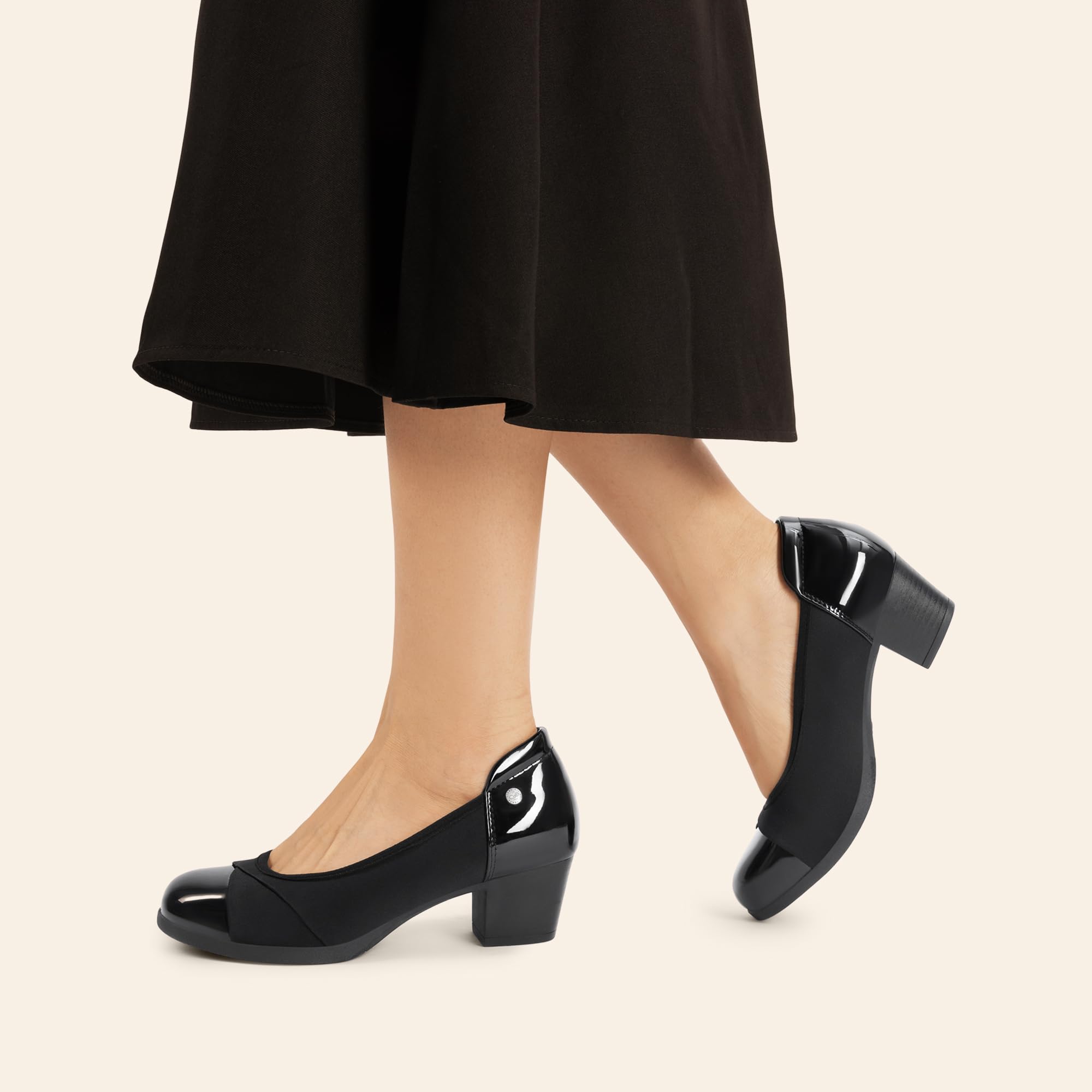 DREAM PAIRS Damskie czółenka niskie grube bloki zamknięte palce buty robocze wygodne obcasy okrągły nosek sukienka
