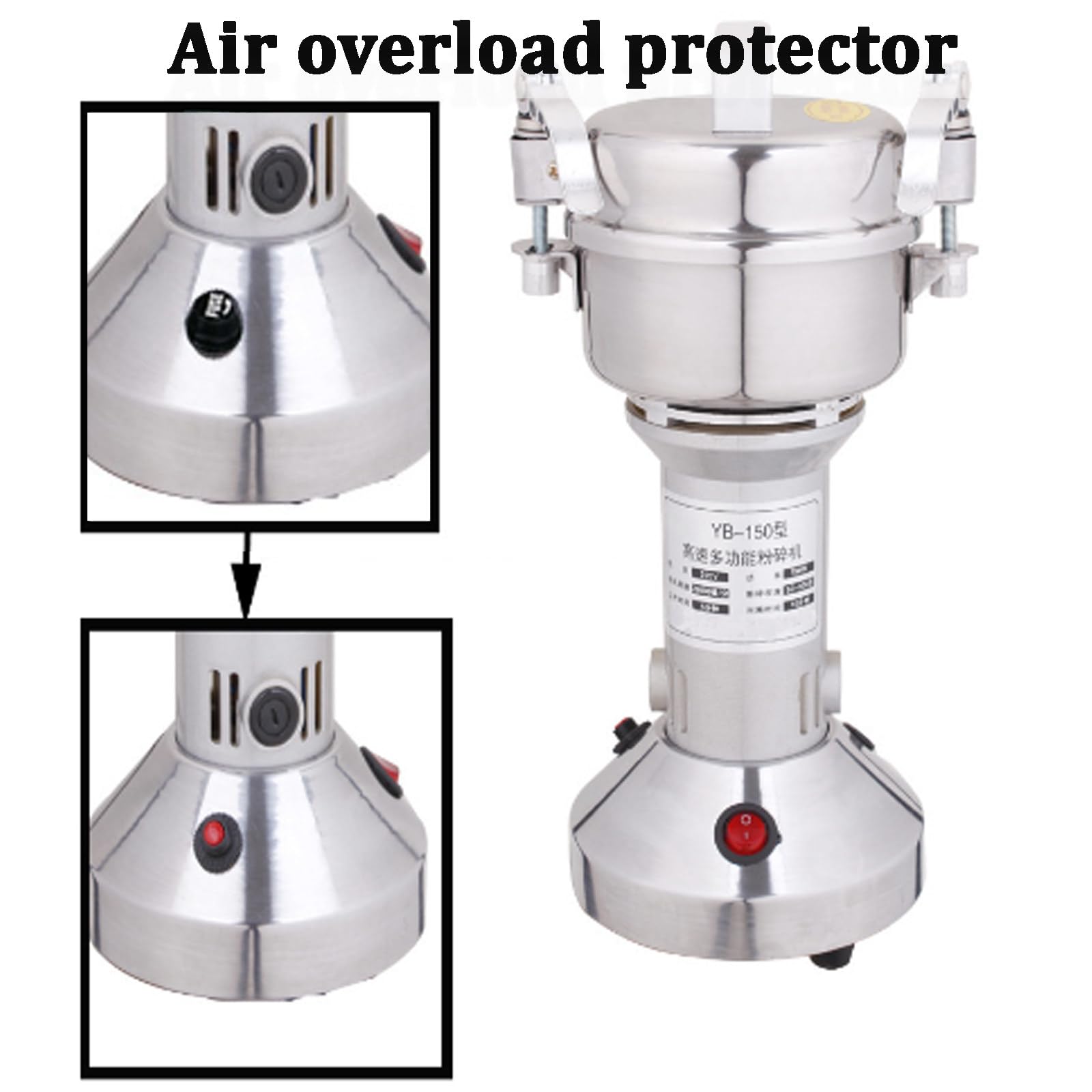 Broyeur à Grains Broyeur à éPices éLectrique Commercial Broyeur à Sec En Acier Inoxydable La Machine De Broyage Peut Rapidement éCraser Toutes Sortes D'Aliments