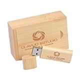 64GB Custom Wood USB Flash Drive with Exquisite Linen Bag, Wedding Thumb Drive with Box, Personalized Wood USB Stick, Engraving/Printing Your Logo & Text for Graduation/Company/Photography