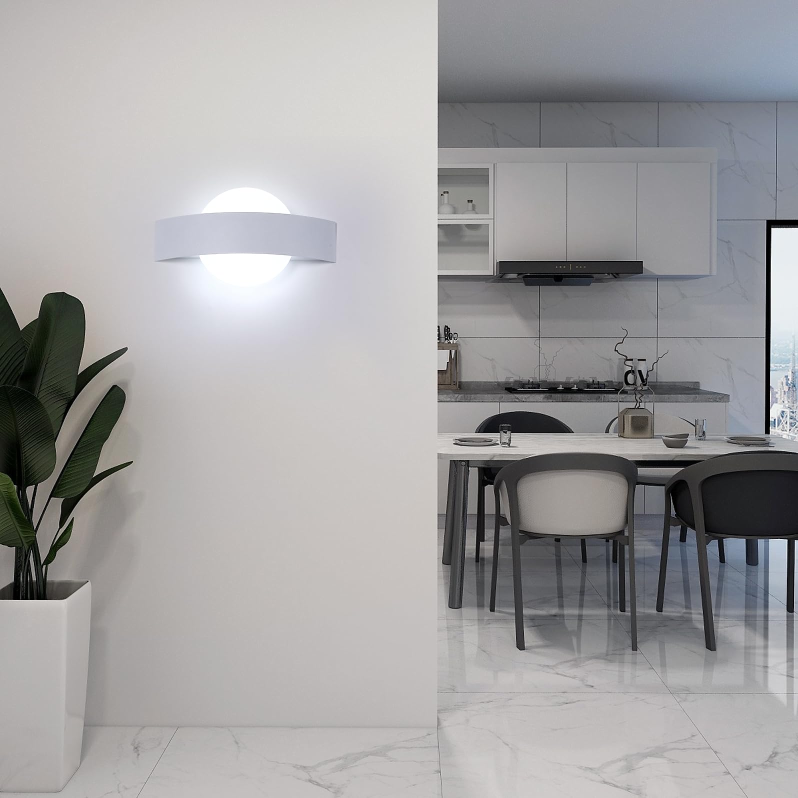 Comely kinkiet wewnętrzny LED, biały kinkiet 12W 1350 lm, nowoczesny akrylowy kinkiet do sypialni, korytarza salonu, zimne białe światło 6500K
