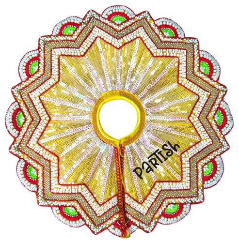 Image of Partish Laddu Gopal Heavy Dress for Janmashtmi with Mukut and Patka l Ladoo Gopal Dress l Bal Gopal l Kanha Ji Thakur Ji Heavy Dress (Size 6, Yellow)