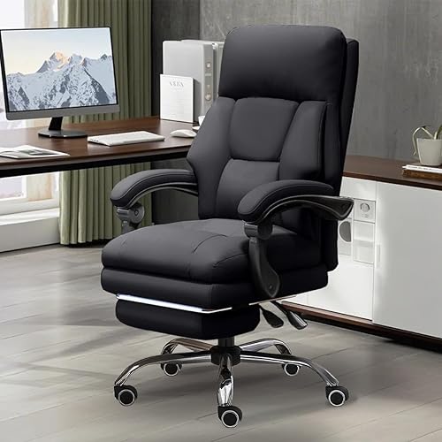 Miniatura 7 de Silla de oficina ejecutiva de escritorio con reposapiés, respaldo alto, silla giratoria de trabajo con ruedas