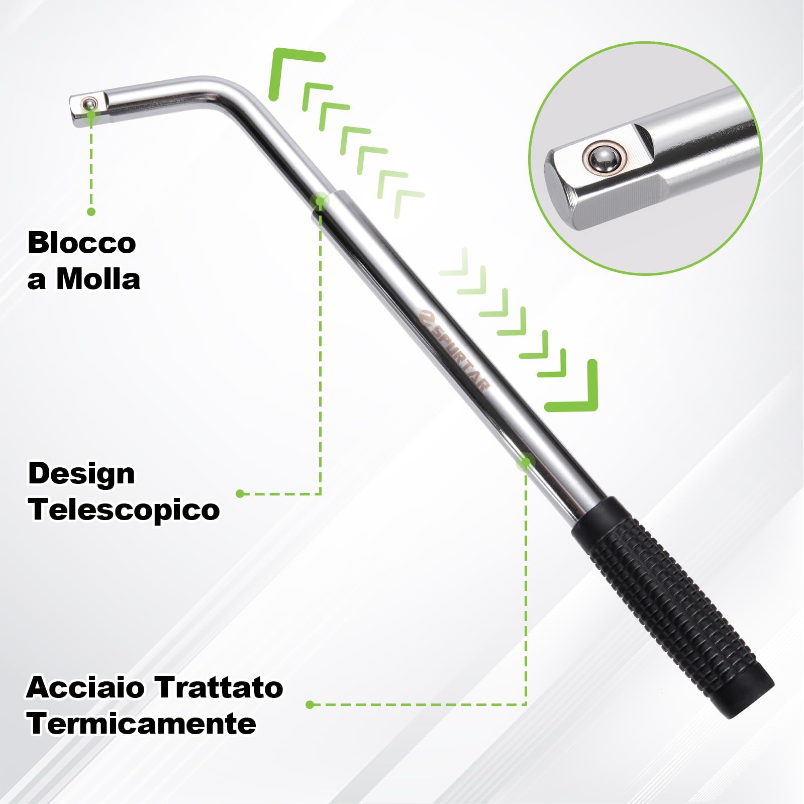 Spurtar Chiave per Ruote Auto, Telescopica per Chiave Bulloni Ruota con Bussole da 17/19 mm e 21/23 mm, Attrezzo 1/2 Pollici Gomme Auto Leva Bulloni