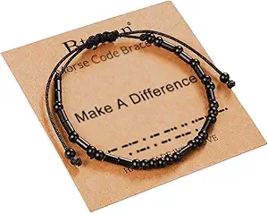 Morse Code Bracelets for Women Inspirational Gifts for Her Adjustable Black Adjustable Braided Men Bracelets Motivational Best Friend Birthday Gifts for Sister Daughter Mom Dad Christmas Jewelry…
