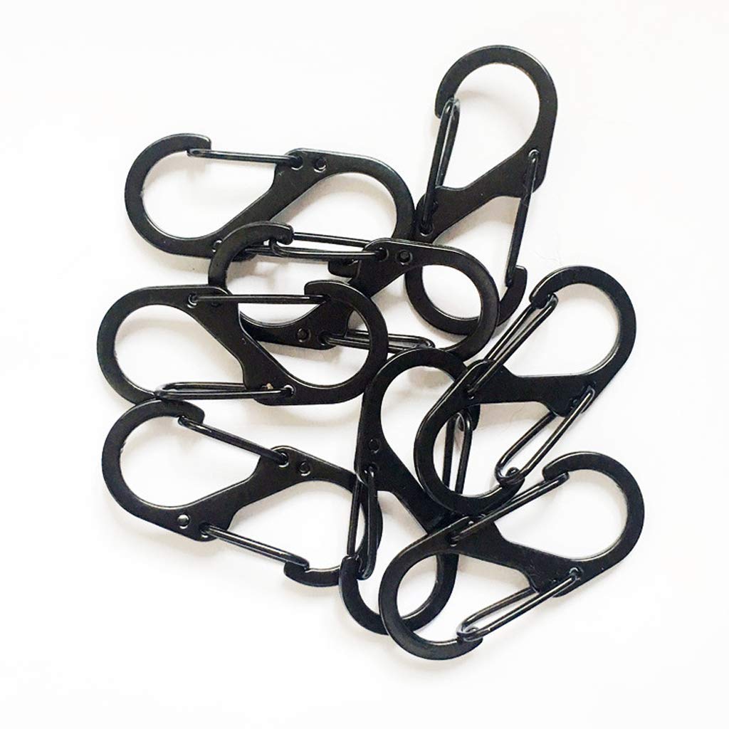30 Mosquetones Tipo S De Aleación De Aluminio – Doble Apertura, Ligeros, Para Senderismo, Pesca O Llaveros (Negro, 4cm)
