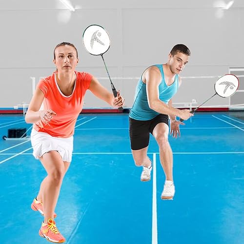 Miniatura 8 de Hipkoo Sports Toofani - Juego completo de raquetas de bádminton de aluminio, 2 raquetas de cuerpo ancho, 3 volantes y red, ideal para principiantes,