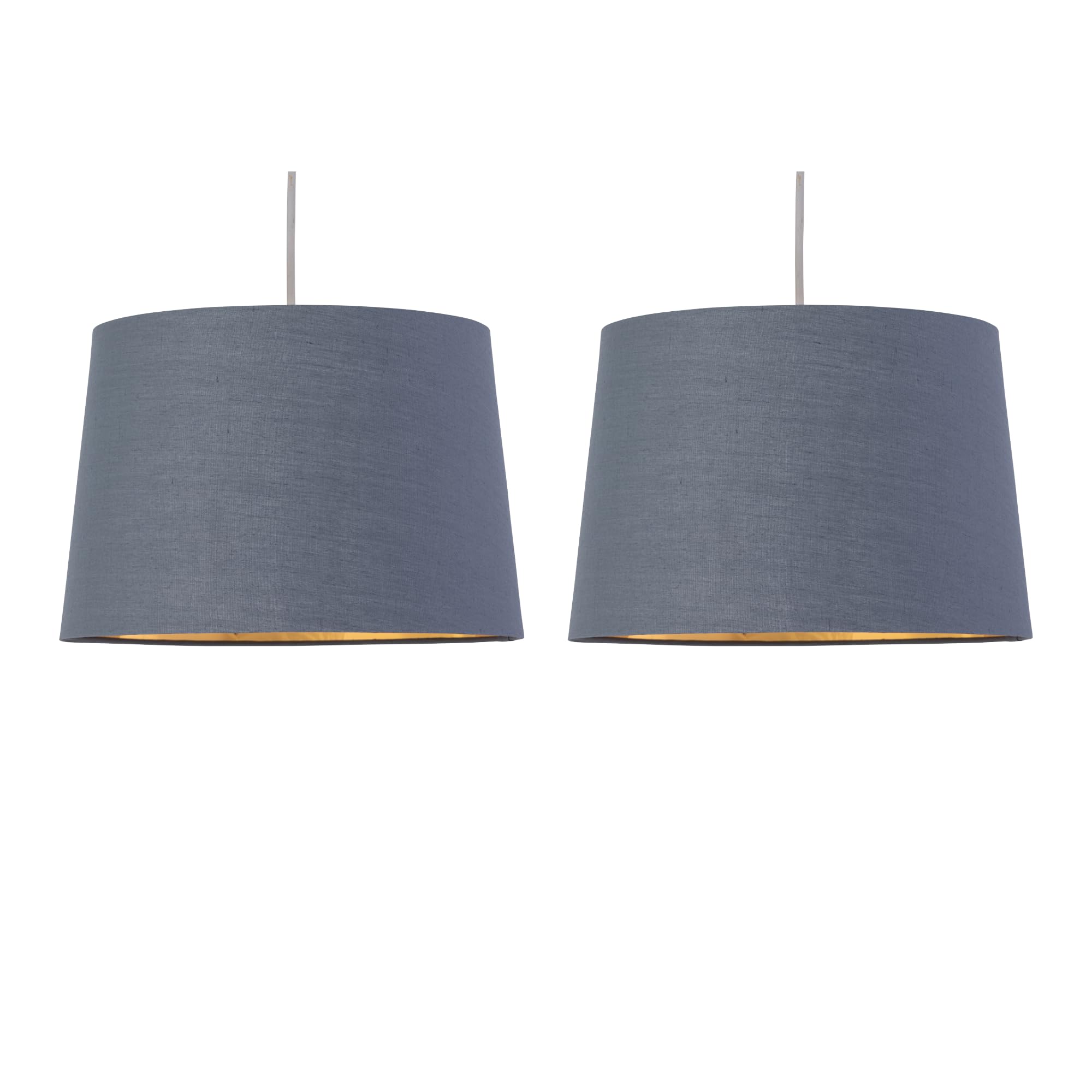 Set of 2 Dark Grey Fabric with Gold Inner Easy Fit Light Shades/Lampshades for Ceiling or Table Lamps, 28cm Diameter