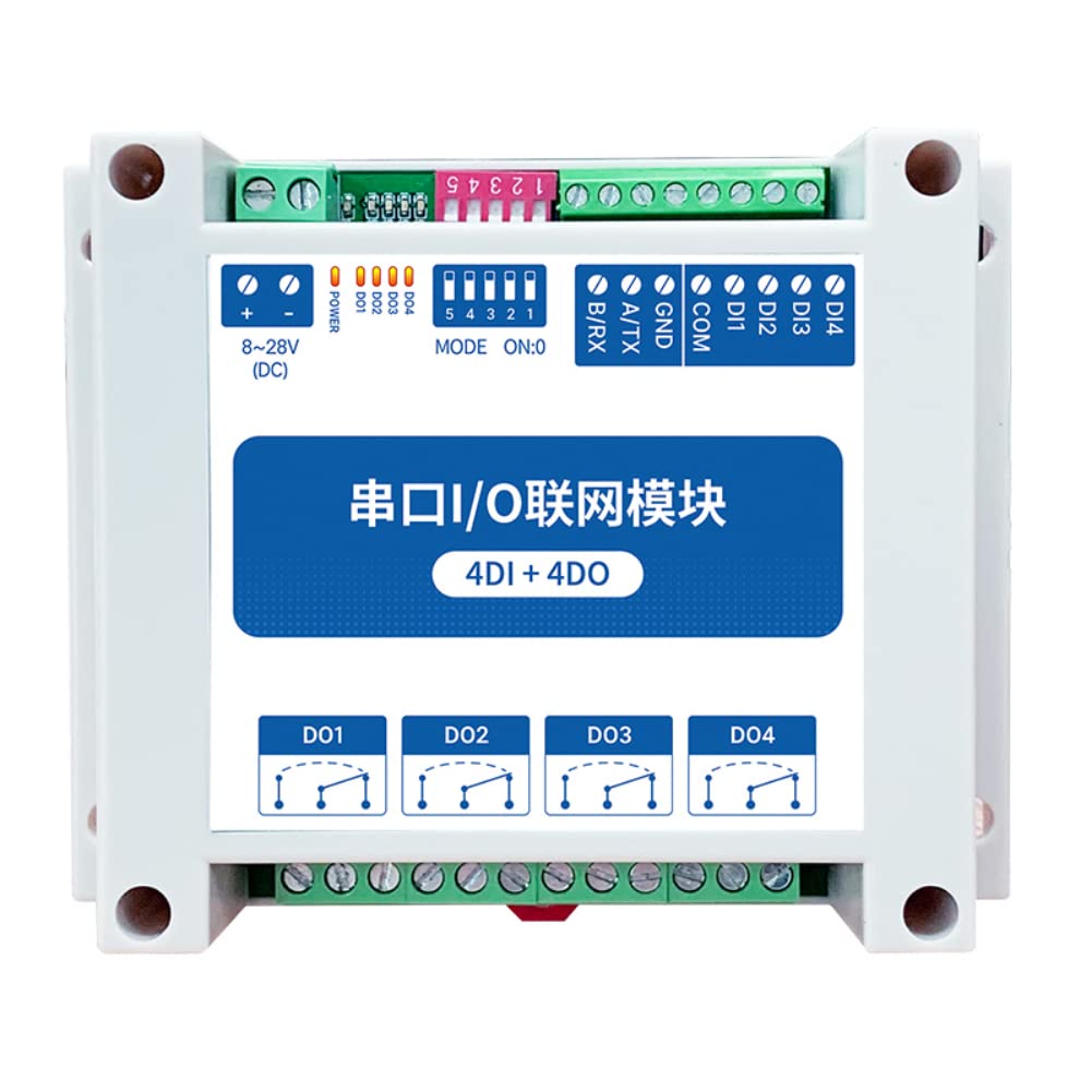 Moduli di rete I/O di controllo Modbus RTU 4DI+4DO con porta seriale RS485 MA01-AXCX4040 per installazione su guida DIN 8~28V CC Watchdog IoT
