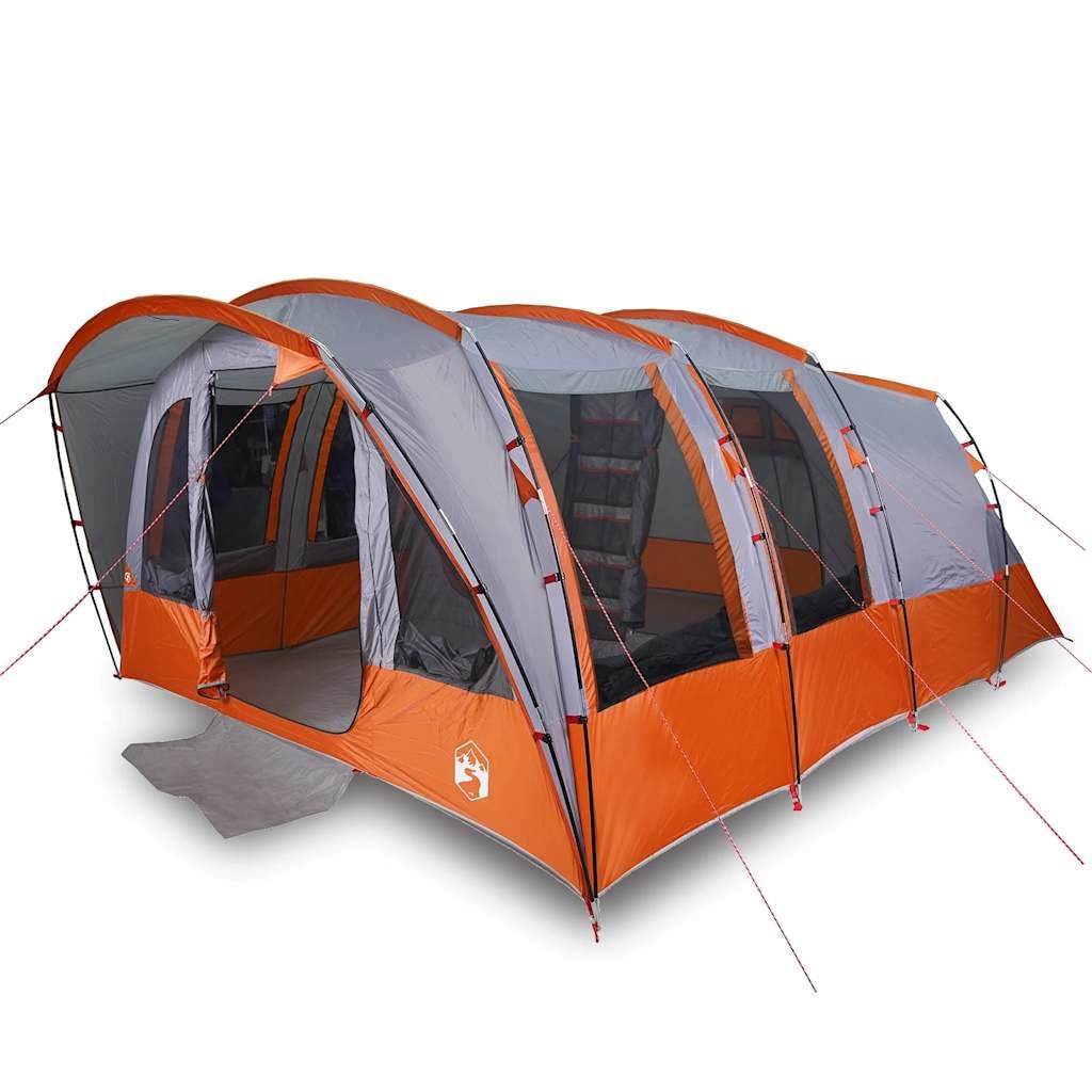 Tunel Family Tent dla 8 osób, szary, wodoodporny, 430 x 314 x 183 cm, przenośny schronisko kempingowe z powłoką PU, łatwa konfiguracja na świeżym powietrzu