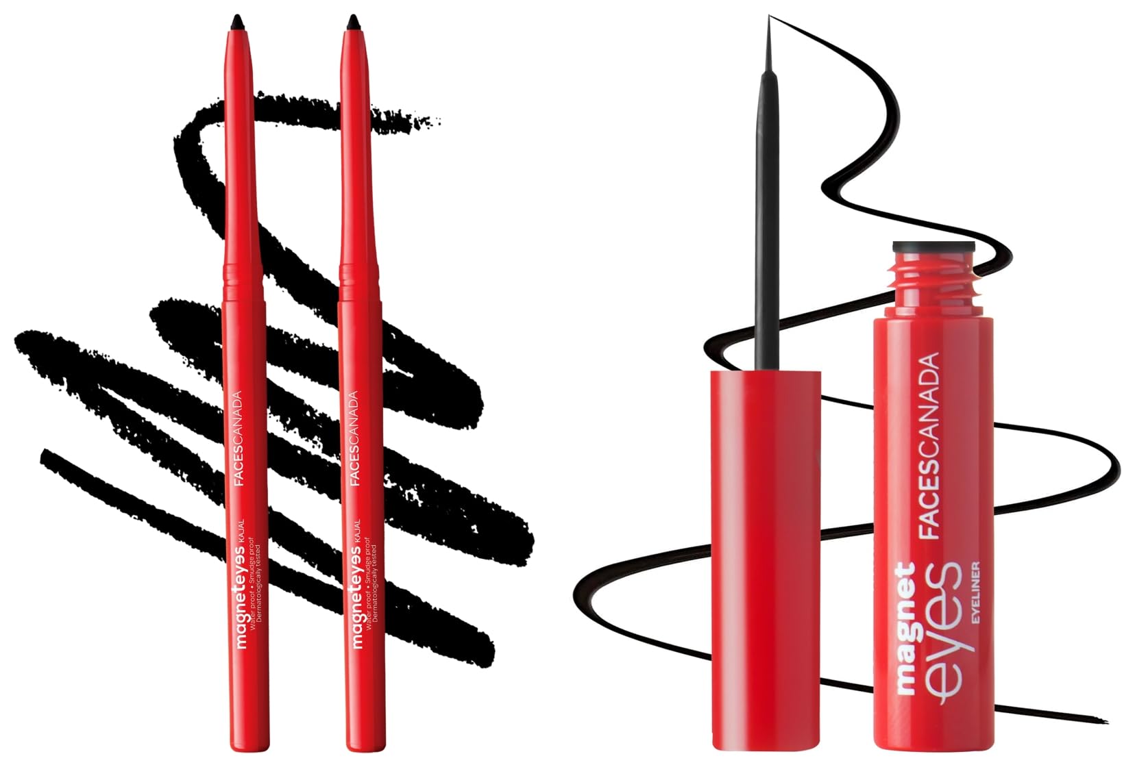 FACESCANADA Magneteyes Metallic Kajal Pencil - Black,0.35G (Pack Of 2) and FACES CANADA Magneteyes Eyeliner - Black, 3.5ml-image-7