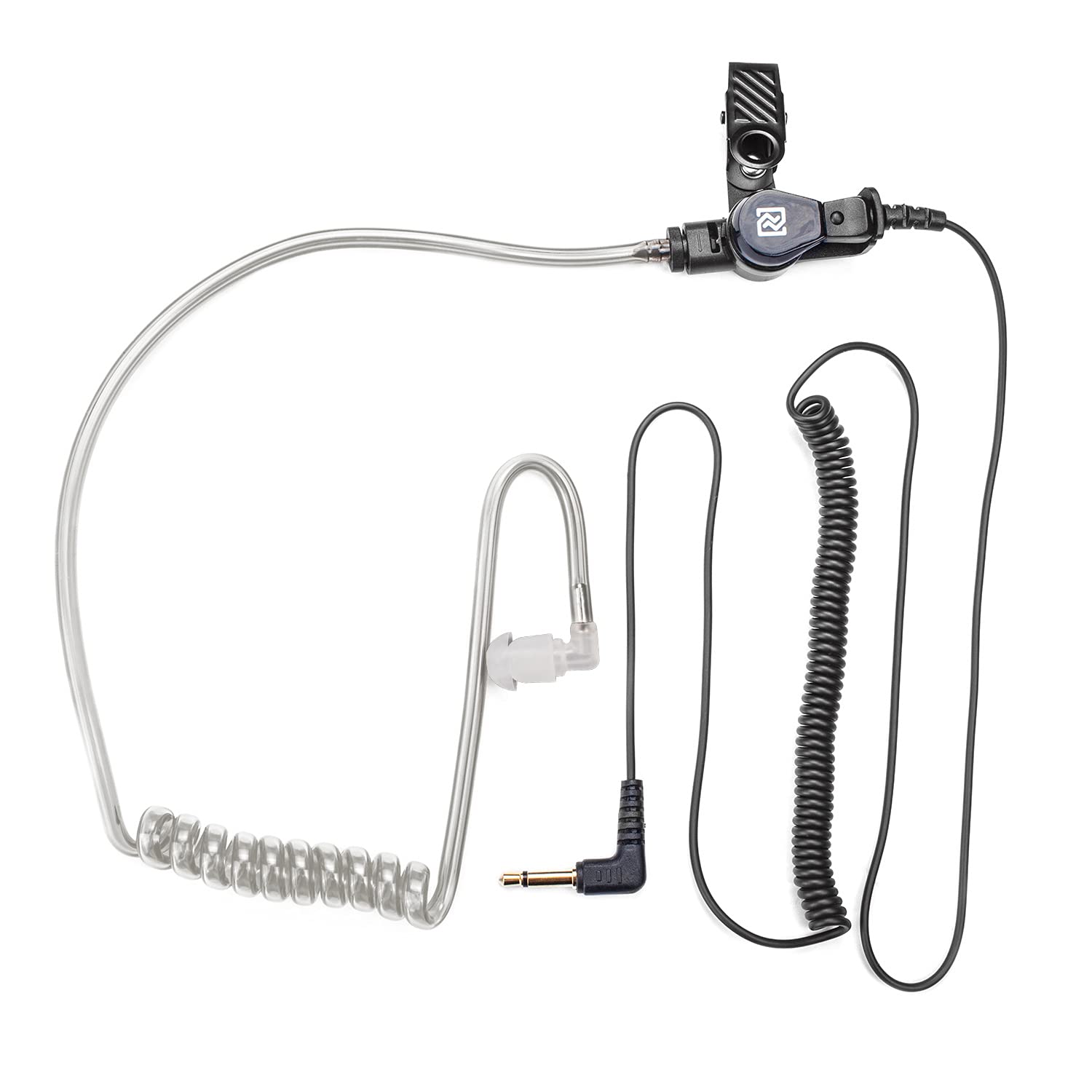 2 Pack 3.5mm Receiver/Listen Only Acoustic Tube Headset Earpiece with One Pair Medium Earmolds for Two-Way Radios/Walkie Talkie Speaker Mics (Clear)