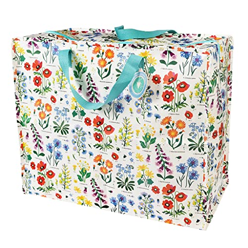 Große Aufbewahrungstaschen mit Reißverschlüssen, robust und langlebig, 55 x 48 x 28 cm, 70 l, Design (Wild Flowers) 5 Große Aufbewahrungstaschen mit Reißverschlüssen, robust und langlebig, 55 x 48 x 28 cm, 70 l, Design (Wild Flowers)