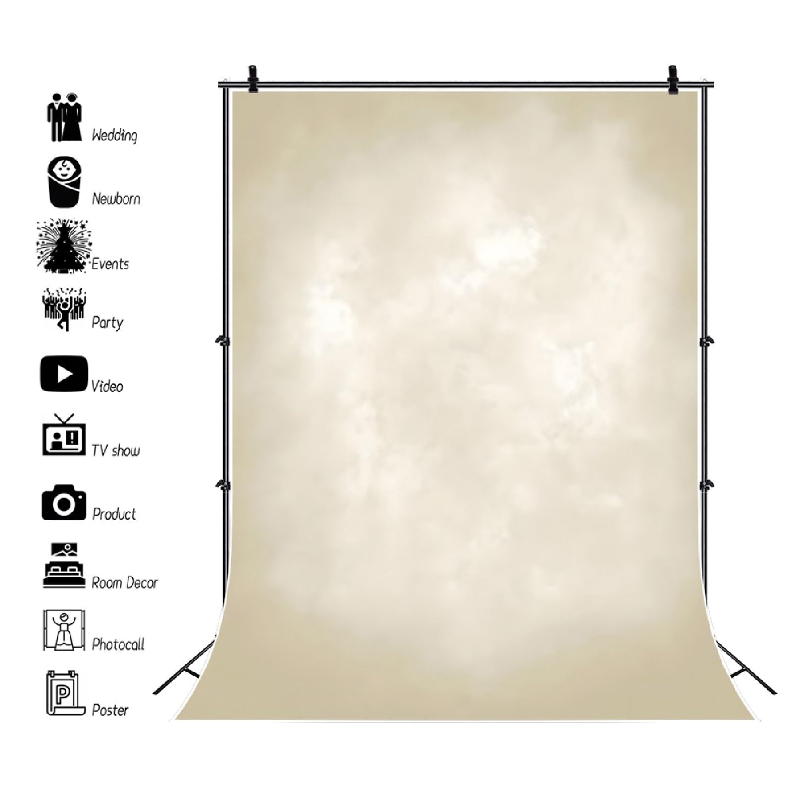 YongFoto 2x3m Fondali fotografici per la fotografia Beige avorio sfumato Struttura astratta Sfondo dello studio Decorazione per Famiglia Ritratto Puntelli di nozze Carta da parati per feste