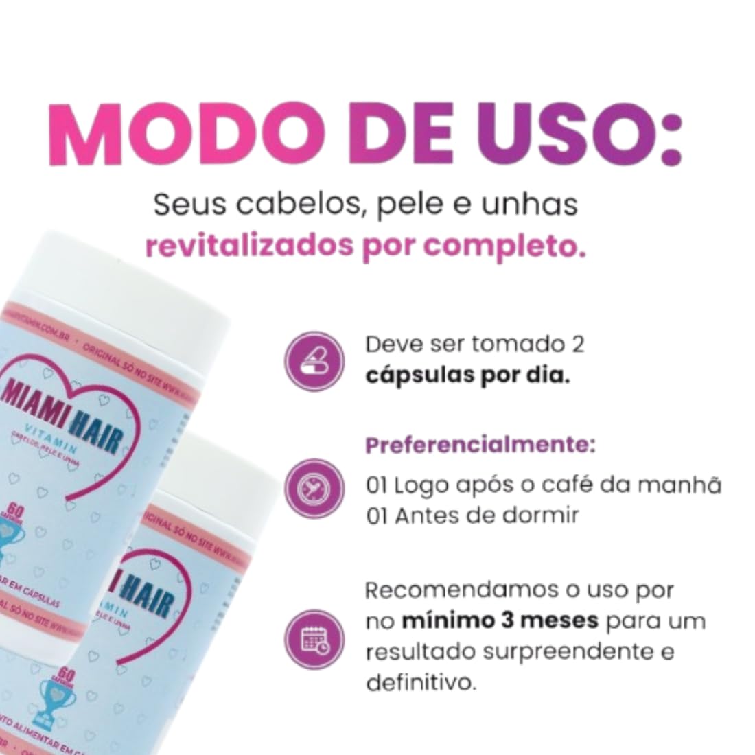 Biotina 45mcg + Silicio inteligente +17 vitaminas é MIAMI HAIR VITAMIN | 300Caps | Complexo de Beleza para Cabelo, Pele e Unhas | Crescimento Acelerado Dos Fios 90X MAIS RÁPIDO… em promoção! Veja a oferta e mais achadinhos de Vitaminas & Suplementos 3 Hoje é o melhor dia para comprar Biotina 45mcg + Silicio inteligente +17 vitaminas é MIAMI HAIR VITAMIN | 300Caps | Complexo de Beleza para Cabelo, Pele e Unhas | Crescimento Acelerado Dos Fios 90X MAIS RÁPIDO… com aquele preço maroto! Promoção! Aproveite a oferta! 3