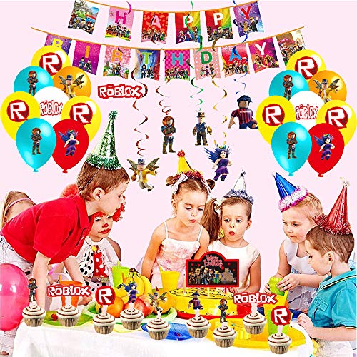 Feestbenodigdheden Roblox Verjaardagsdecoraties Roblox Ballonnen Roblox Verjaardagstaart Decoraties Roblox Verjaardag Banner Roblox Feestdecoraties Roblox Opknoping Swirl Plafonddecoraties - Image 5