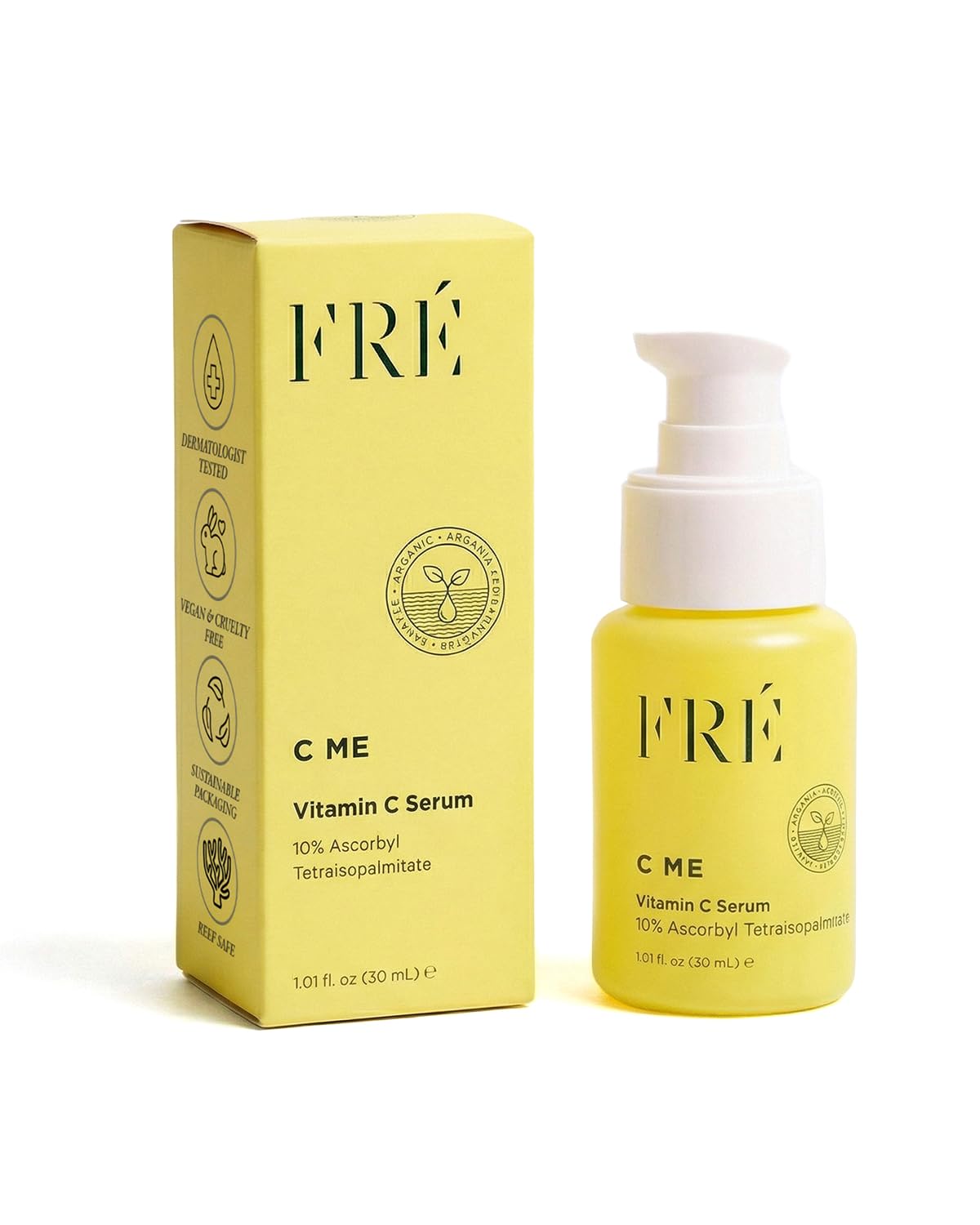 FRÉ Fre Skincare - Sérum facial con vitamina C, C Me de Fre Skincare, suero blanqueador antiedad para todo tipo de pieles, suero vegano con 10% vitamina C y aceite de argán, unifica el tono de la piel
