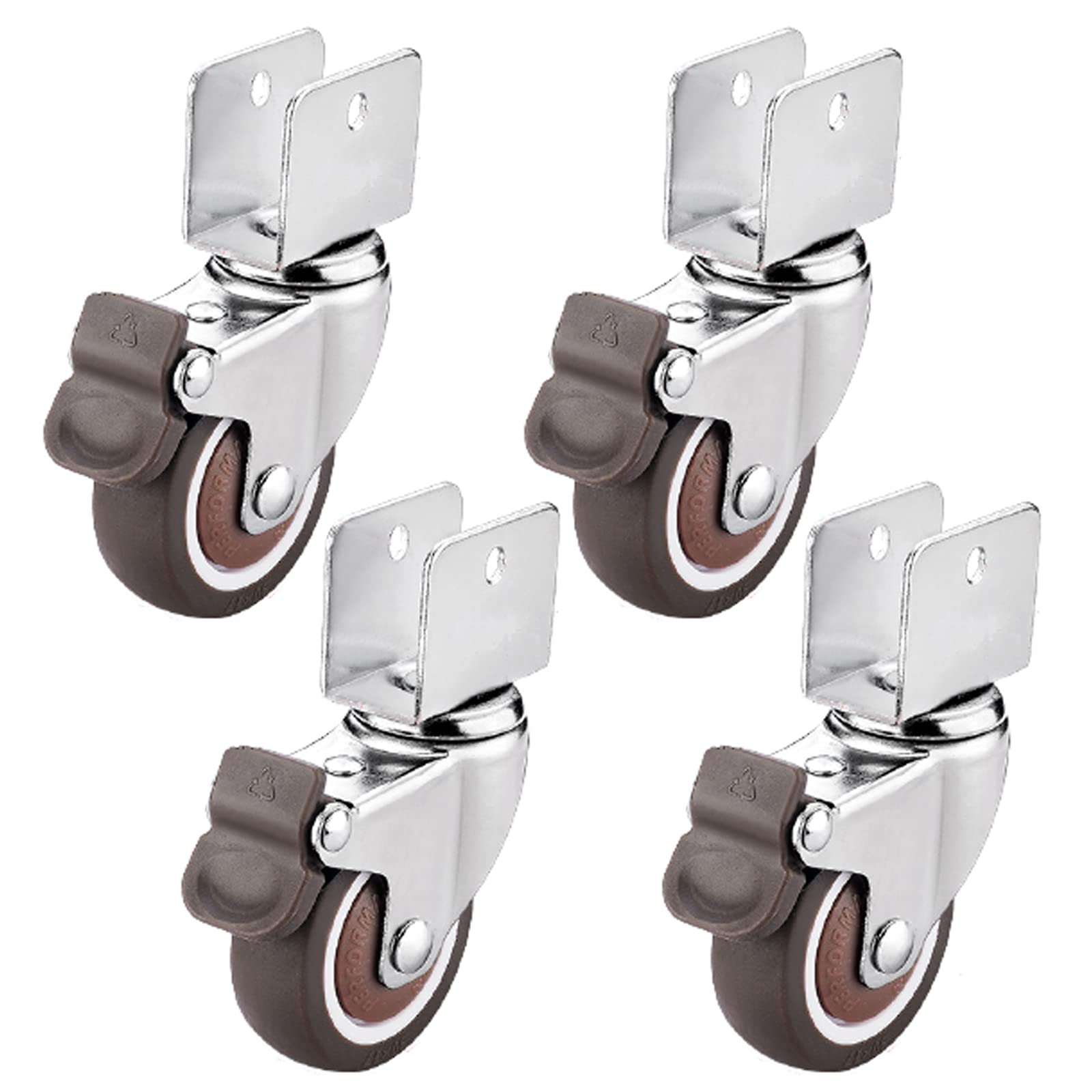 MXXQRHF Heavy Duty 4Pack Castor Wheels UShaped Plate Swivel Design TPE Rubber & Cold Rolled Steel Ball Bearing Fur Moving Caster Wheels for Flower Stands & Furniture