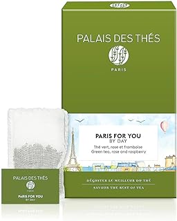Palais des Thés - Paris For You By Day - Green Tea, Rose & Raspberry - Premium Tea Bags, Serves 20 Cups