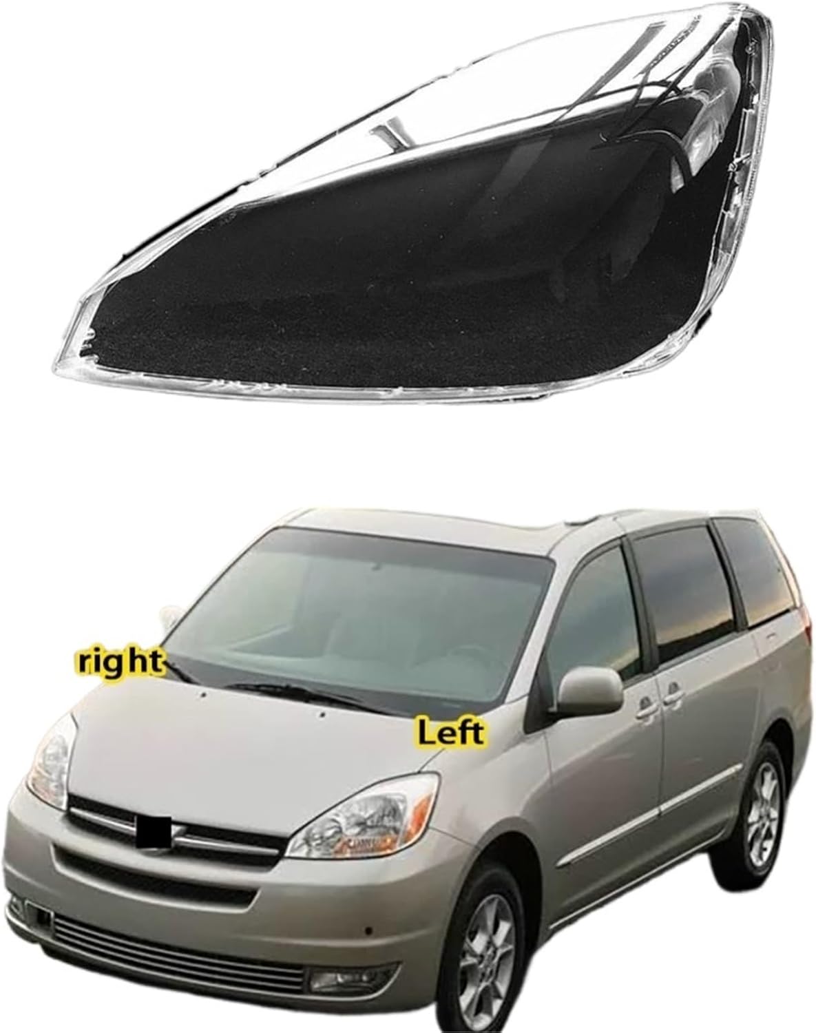 Headlight Shell Lens Compatible for Toyota Sienna 2004 2005 2006 Headlamp Cover Transparent Plexiglass Replace Original Lampshade(2Piece A Pair)