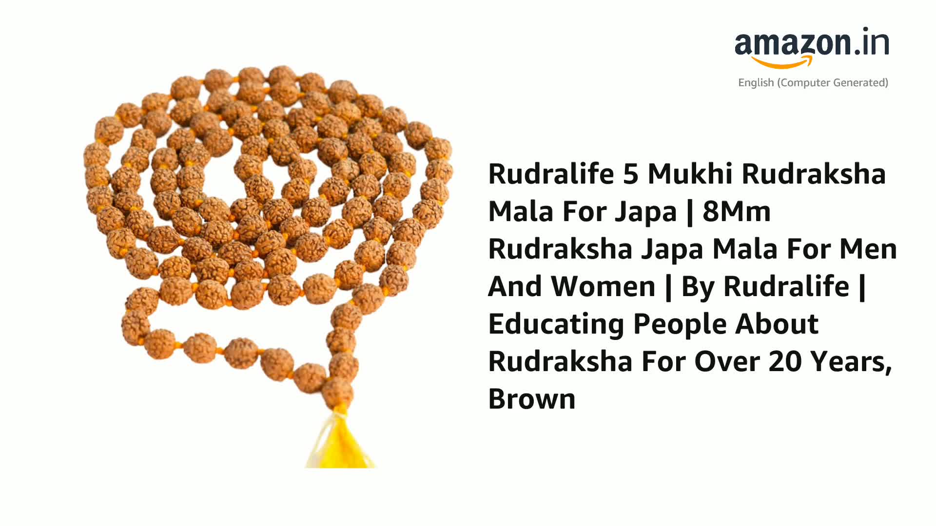 NAISHA Gecertificeerde Originele 5 Mukhi 8MM Rudraksha Mala, Draag- en Japa Mala, Authentieke Echt Natuurlijke Rudraksha voor Mannen & Vrouwen met Lab-certificaat