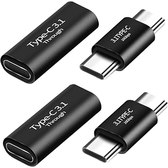 USB C 3.1 Adapter (4 Pieces), USB C Female Adapter (Female to Female), Type C Male Adapter (Male to Male), Compatible with Ma