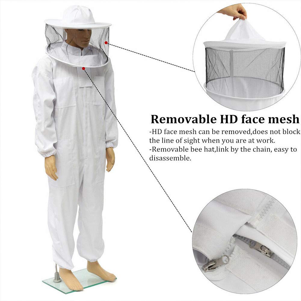 POHOVE Apicultura traje chaqueta apicultura con velo redondo profesional apicultura completa ventilada chaqueta apicultura ropa protectora para principiantes y comerciales apicultores