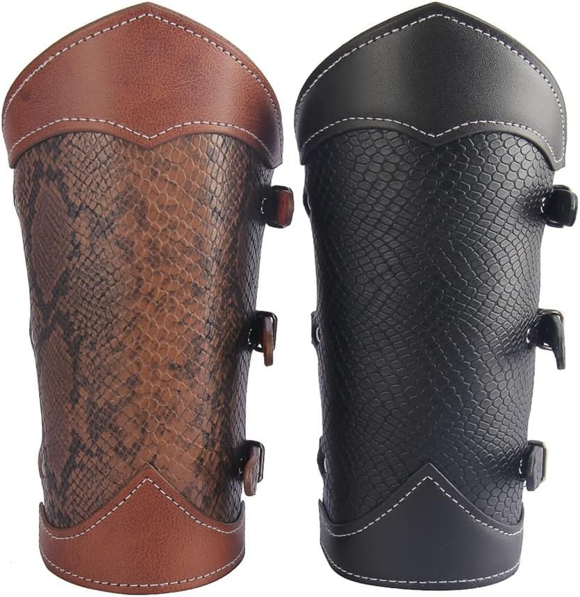 Leather Handguards Wide Wrist Arm Armor Wristband Protector Cuff Bracelet Buckle