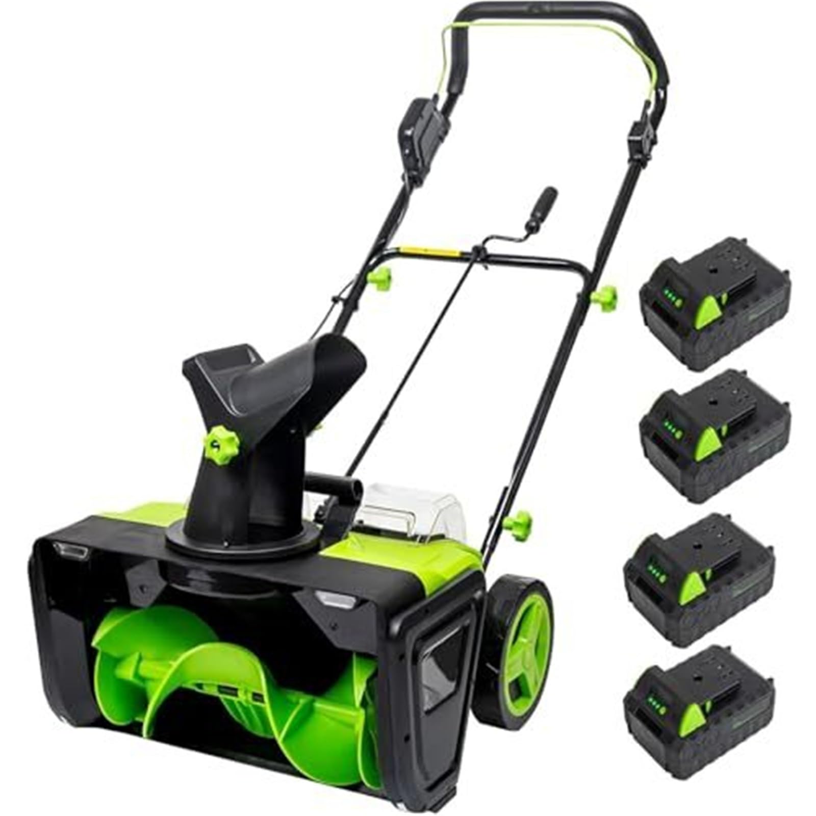 Spazzaneve elettrico senza fili, 50,8 cm, motore da 3500 W, doppia luce LED, distanza di lancio di 7,6 m, aratura 385,6 kg/min, scivolo regolabile, guanti e occhiali inclusi