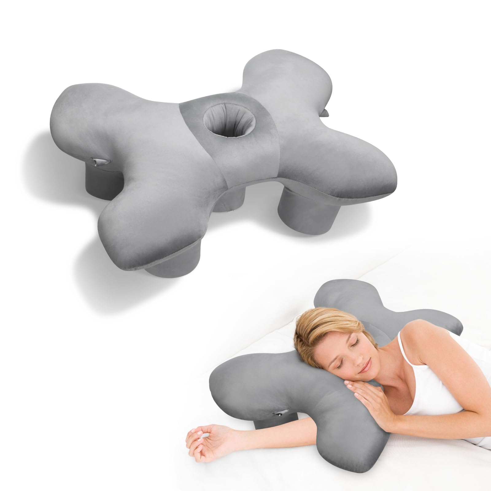 Side Sleeper Pillow for Shoulder Pain and Ear Piercing Pillow Ergonomic Cotton Orthopedic Pillow for Neck Pain Relief