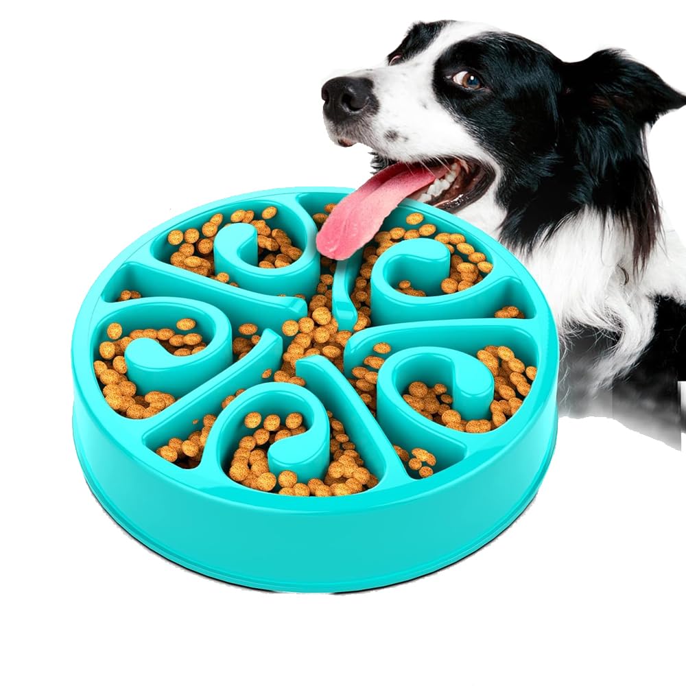 WEIN Slow Feeder Dog Bowls for Large Medium Dog Non Slip Maze Puzzle Bowl Pet Slower Food Feeding Dishes Interactive Bloat Stop Preventing Choking Healthy Dog Pet Bowl (Blue)