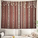 Shrahala Brown Tradition Turkish Floral Wall Tapestry, Orange Red Oriental Carpet Wall Hanging Large Tapestry Decoration Polyester Fiber White Hem Around for Dorm Room Bedroom 51.2 x 59.1 in