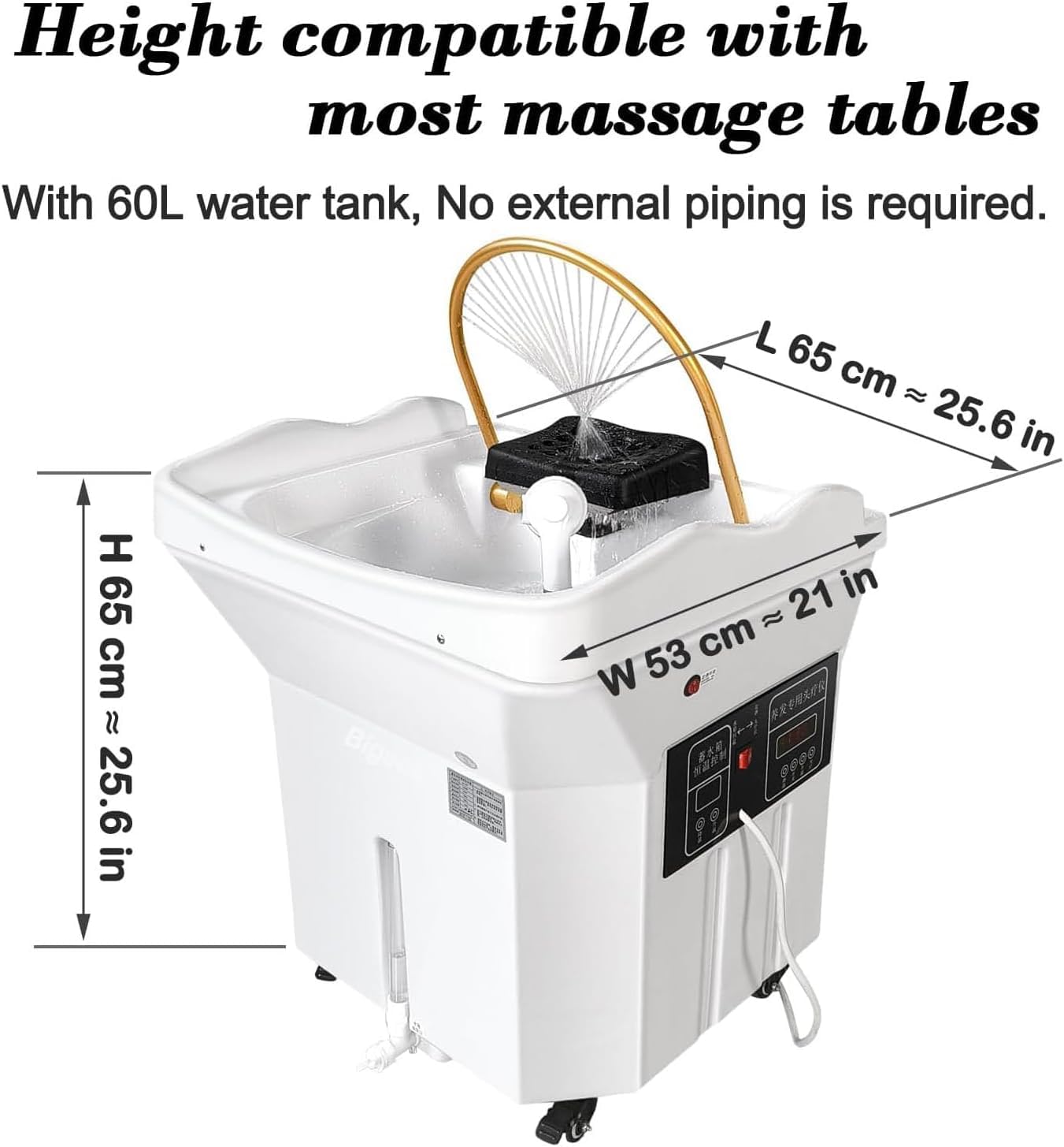 Tragbares Haarwaschbecken mit Wasserzirkulation, 60L Großer Wassertank, Shampoo-Massage und Kopfpflege für Begasung und Lichttherapie
