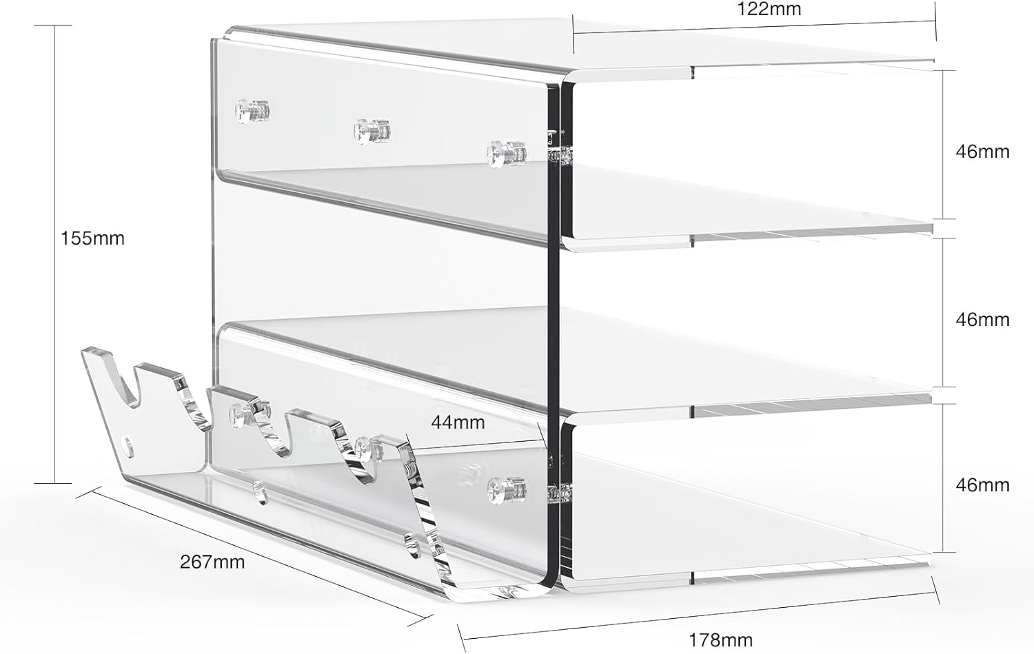 Keyboard Stand for Desktop 3 Layer Acrylic Stand Gaming Keyboard and Mouse Storage Thicken Dustproof Storage Holder Holds up 4 Keyboards,3 Mice,folder etc for Office,Home,School,Kitchen(Transparent)