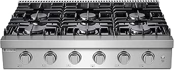 AAOBOSI 36 inch Gas Cooktop with 6 Burners, Freestanding Range, NG/LPG Convertible, Stainless Steel