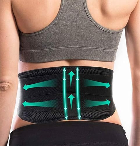 AllyFlex SportsÂ® Lightweight Back Brace for Men & Women Under Uniform, Dual Medical 3D Lumbar Pads for Lower Back Pain Relief, Breathable Mesh with Adjustable Stapes for Back Stress - L